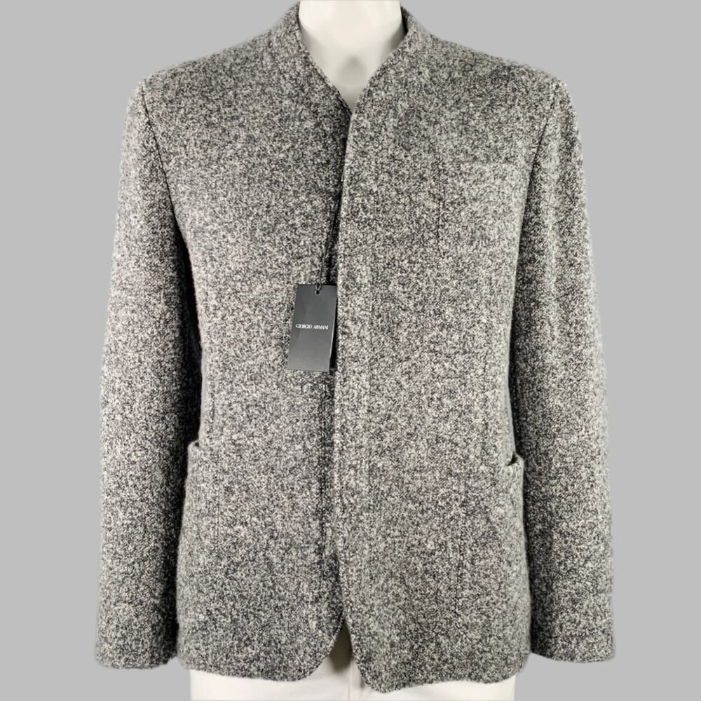 GIORGIO ARMANI Size 44 Grey Charcoal Tweed Cashmere Silk Jacket